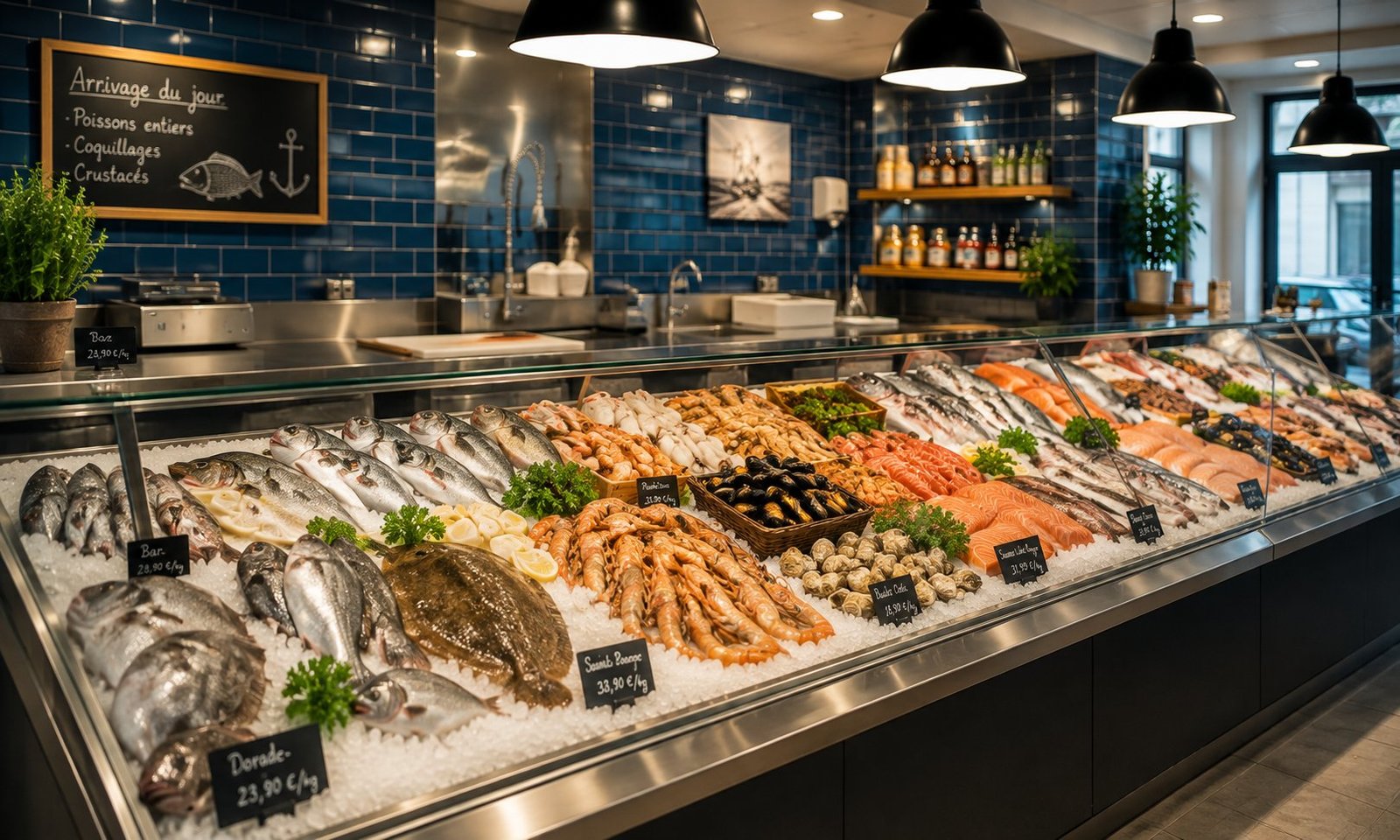 Étal de poissonnerie en Gironde protégé contre les nuisibles